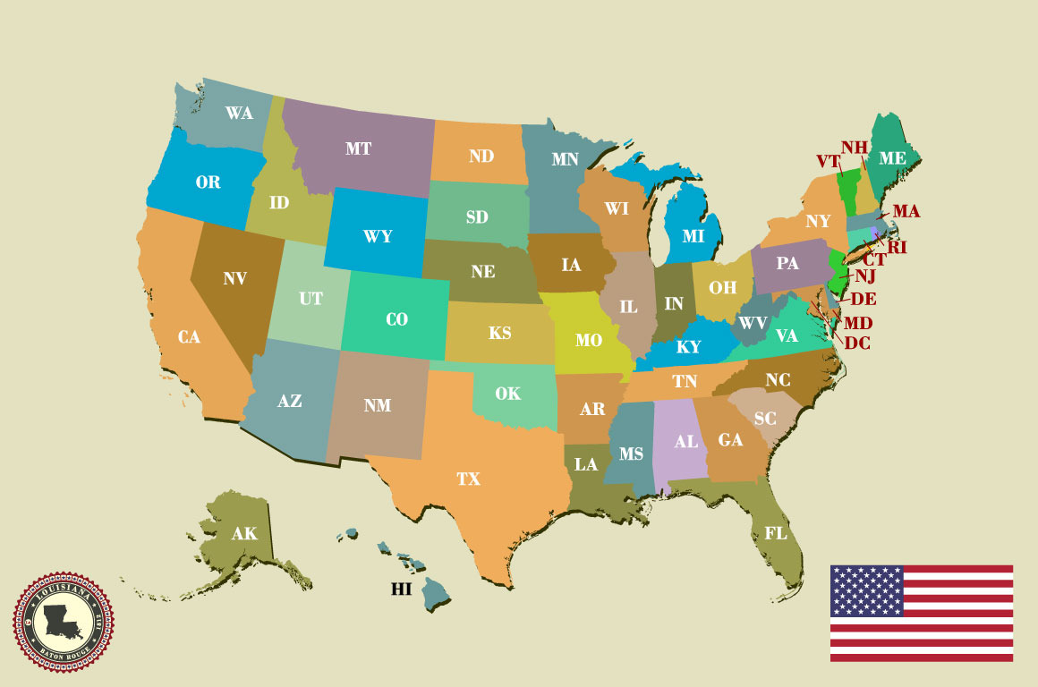 United States Vector Map, an Illustration by Vectorchoice