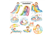 Pool Party, Summer Party Watercolor, an Illustration by CharmClipart (Thumbnail 8 of 10)