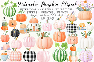 Watercolor Pumpkin Clipart Set, an Illustration by Sublimation Artist