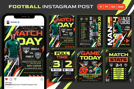Football Instagram Post, a Social Media Template by jiwstudio