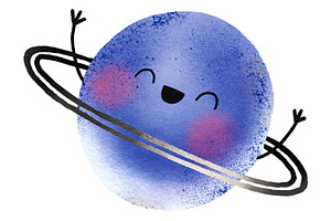 Cartoon Solar System Planets, Stars