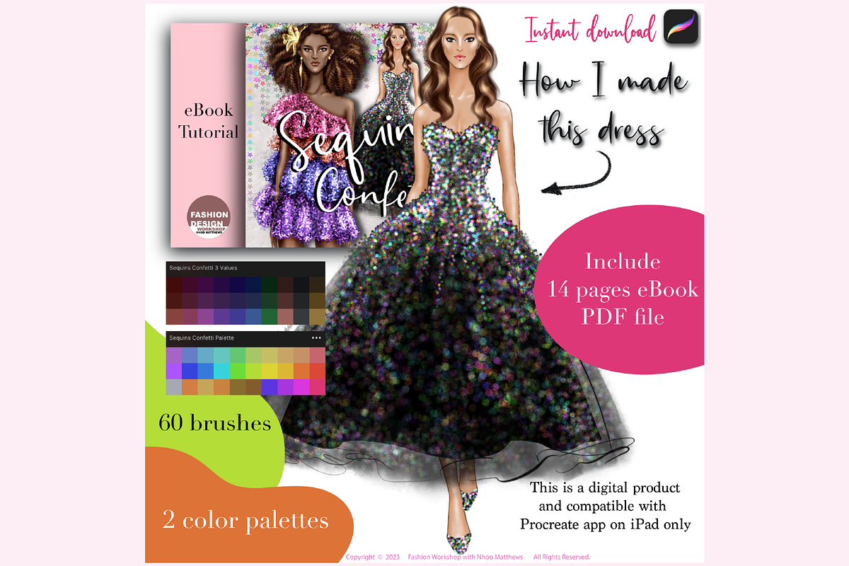 SEQUINS CONFETTI Procreate Brushes, a Brush Add-On by Fashion Workshop Bkk (Photo 3 of 11)
