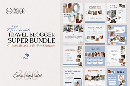 Travel Social Media Super Bundle, a Social Media Template by Emmartstudio