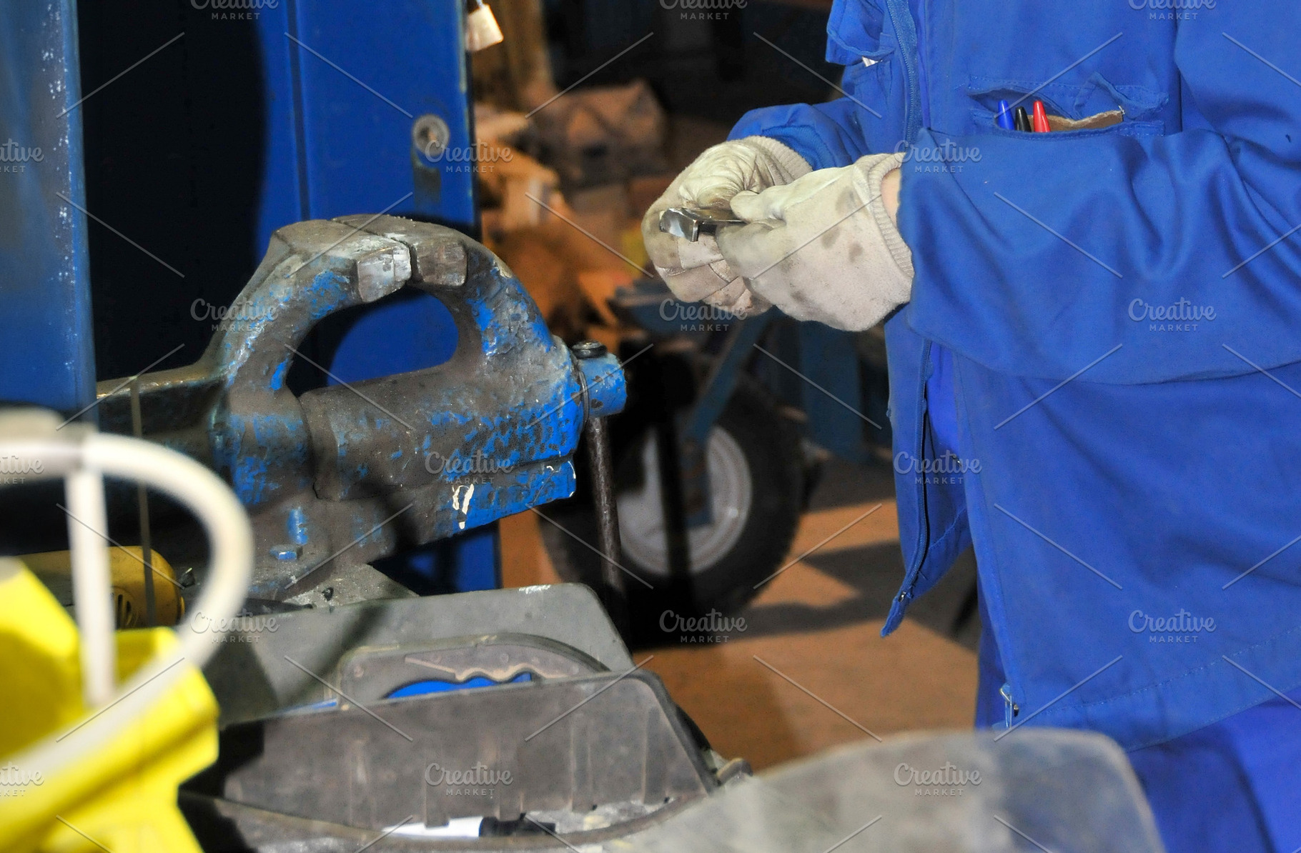 Worker Inspecting Metal Component in Workshop, an Industrial Photo by Davizro's Market