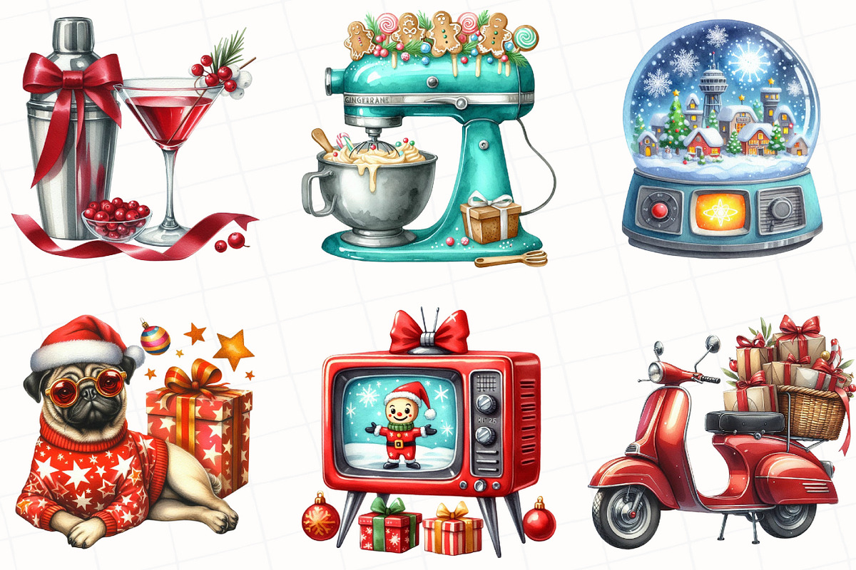 Retro Christmas Clipart, an Illustration by OK Design (Photo 5 of 5)
