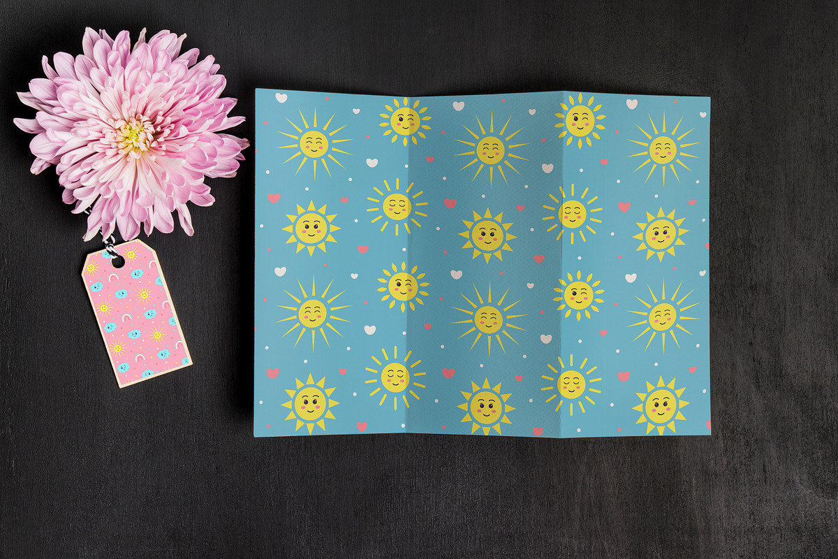 Kawaii sun, cloud, rainbow patterns, a Pattern Graphic by JulyGart (Photo 5 of 5)