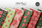 Watercolor Poppy Seamless Patterns, an Illustration by OlDm_Shop (Thumbnail 3 of 10)