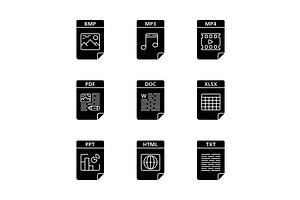 Files Format Glyph Icons Set