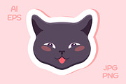 Gray Cat Emoji Stickers, an Animal Illustration by PsychocheArt (Thumbnail 8 of 9)