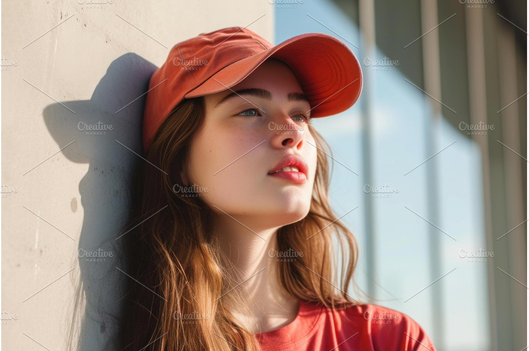 Young woman contemplating in golden, a Person Photo by Ylivdesign