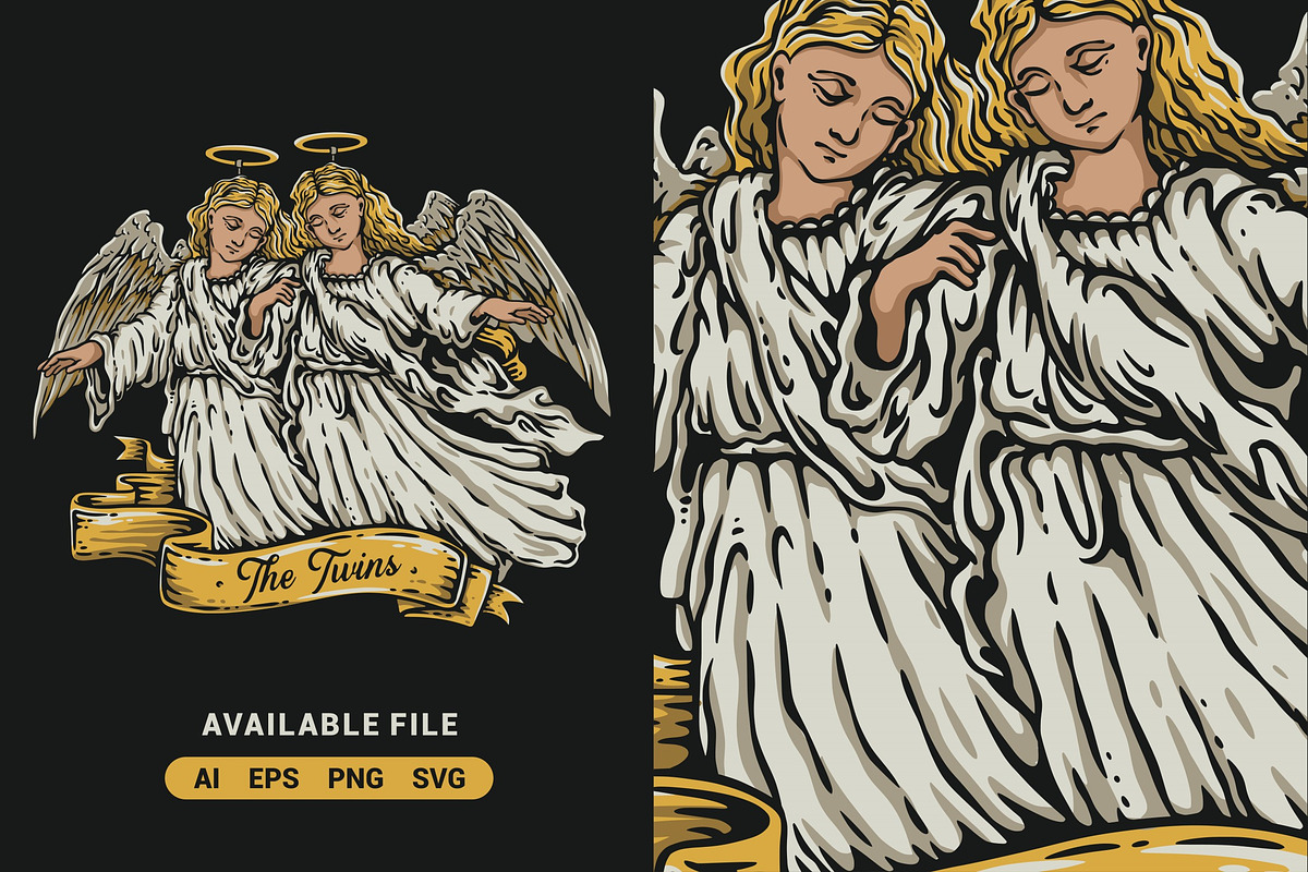 The Twins Vector Illustration, an Illustration by ImoogiStudio