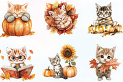 Watercolor Autumn Kitten Clipart, an Illustration by CraftArtStudio (Thumbnail 3 of 6)