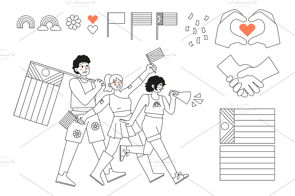Pride Marchers, a Seasonal Illustration by Lu (Photo 2 of 5)