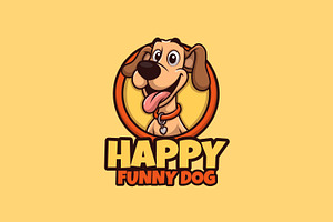 Happy Funny Dog Cartoon Mascot Logo, a Branding & Logo Template by Gumrega Studio