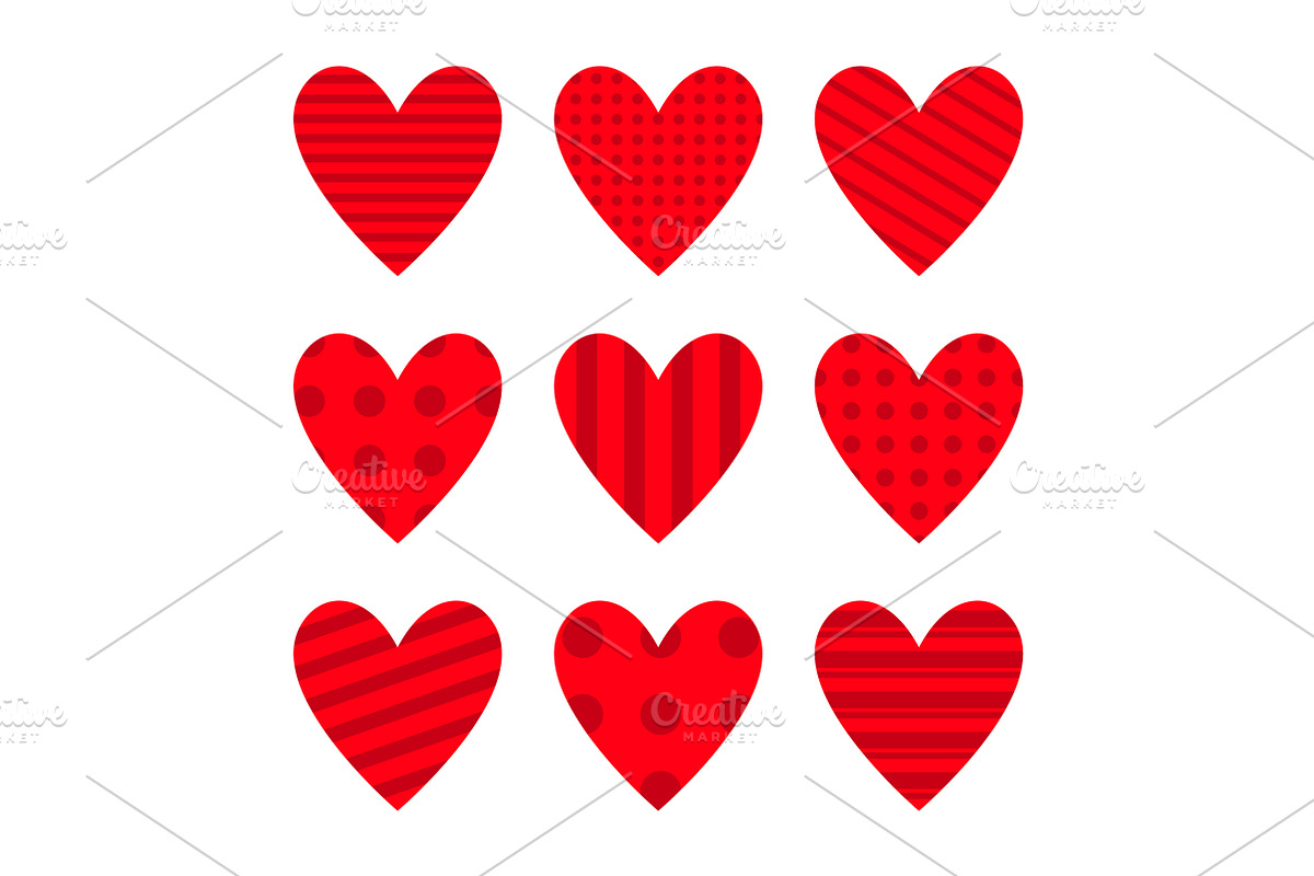 Pink and red heart icon set., a Decorative Illustration by Worldofvector (Photo 2 of 2)