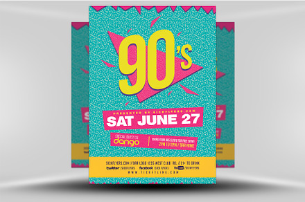 90s Party Flyer Template V2, a Flyer Template by FlyerHeroes
