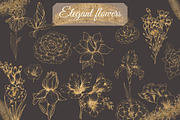 Gold line flowers & strokes clipart, a Decorative Illustration by Mrs.Swan_Design (Thumbnail 2 of 7)