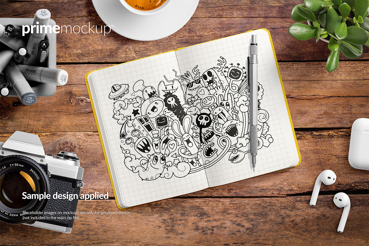 Leather Notebook Hardcover Mockup, a Books & Magazine Mockup by PrimeMockup (Photo 9 of 16)