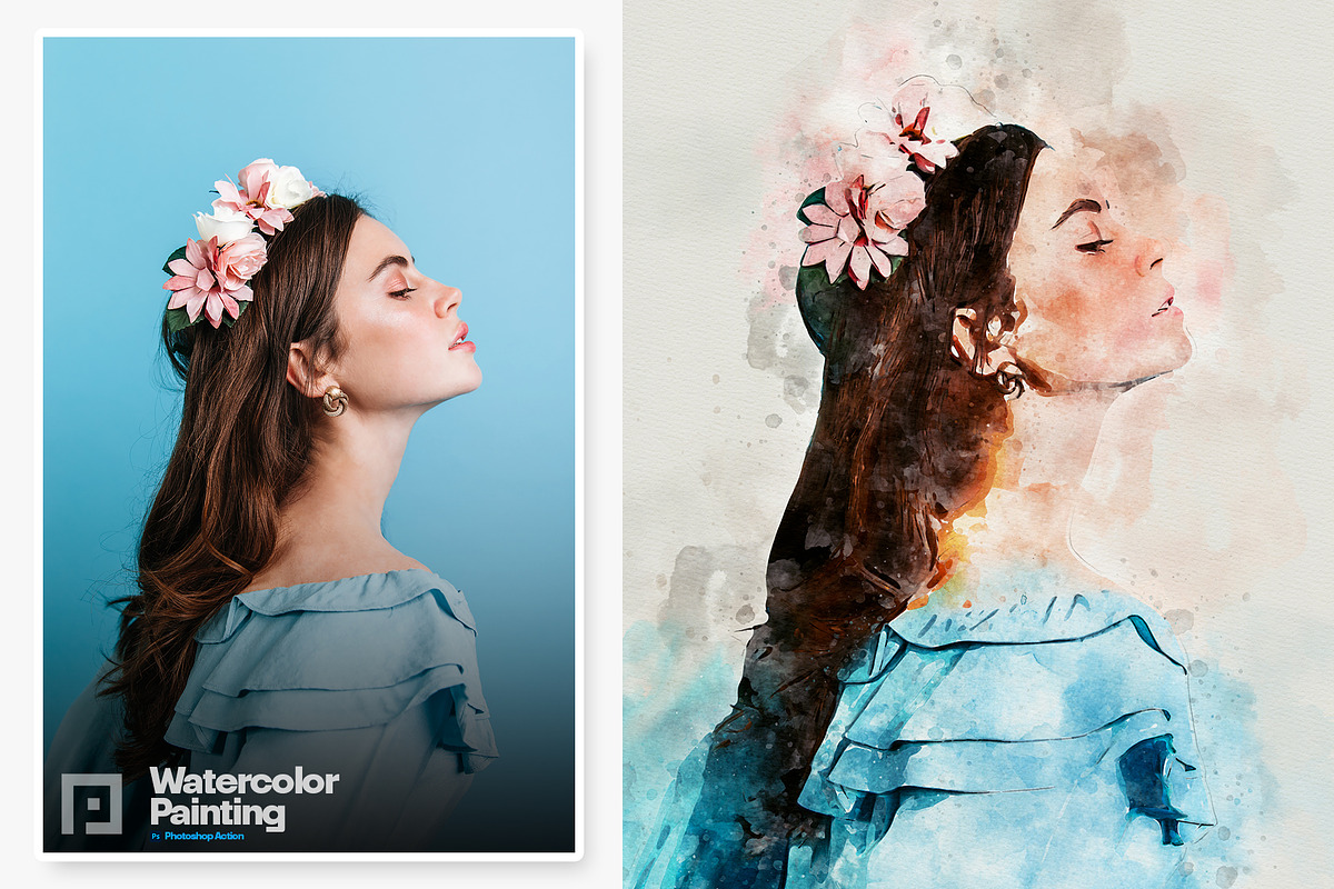 Watercolor Painting Photoshop Action, an Action Add-On by Shovajit