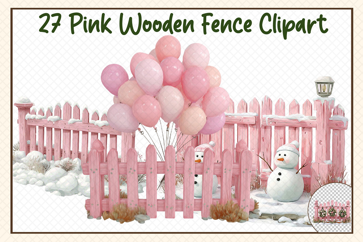 Pink Wooden Fence Clipart, an Illustration by cherrydesign (Photo 1 of 3)