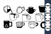 Coffee Mug SVG Clipart Set, an Illustration by designvectx (Thumbnail 1 of 3)