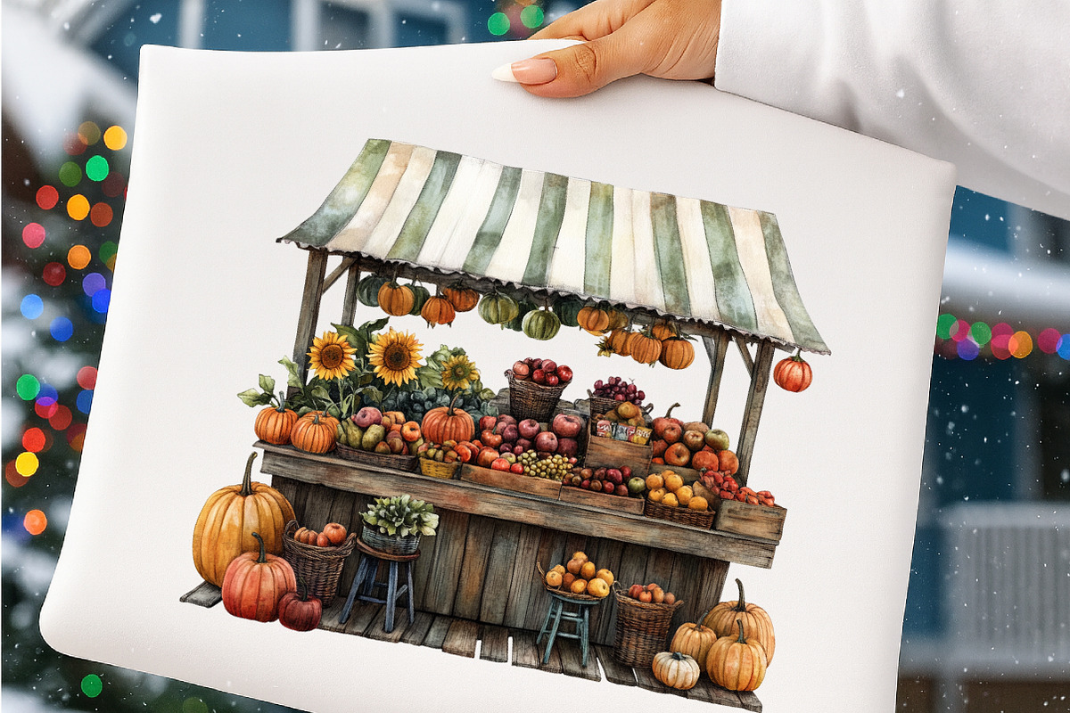 Watercolor Cute Autumn Fall Clipart, a Transportation Illustration by SinaCreation (Photo 6 of 9)