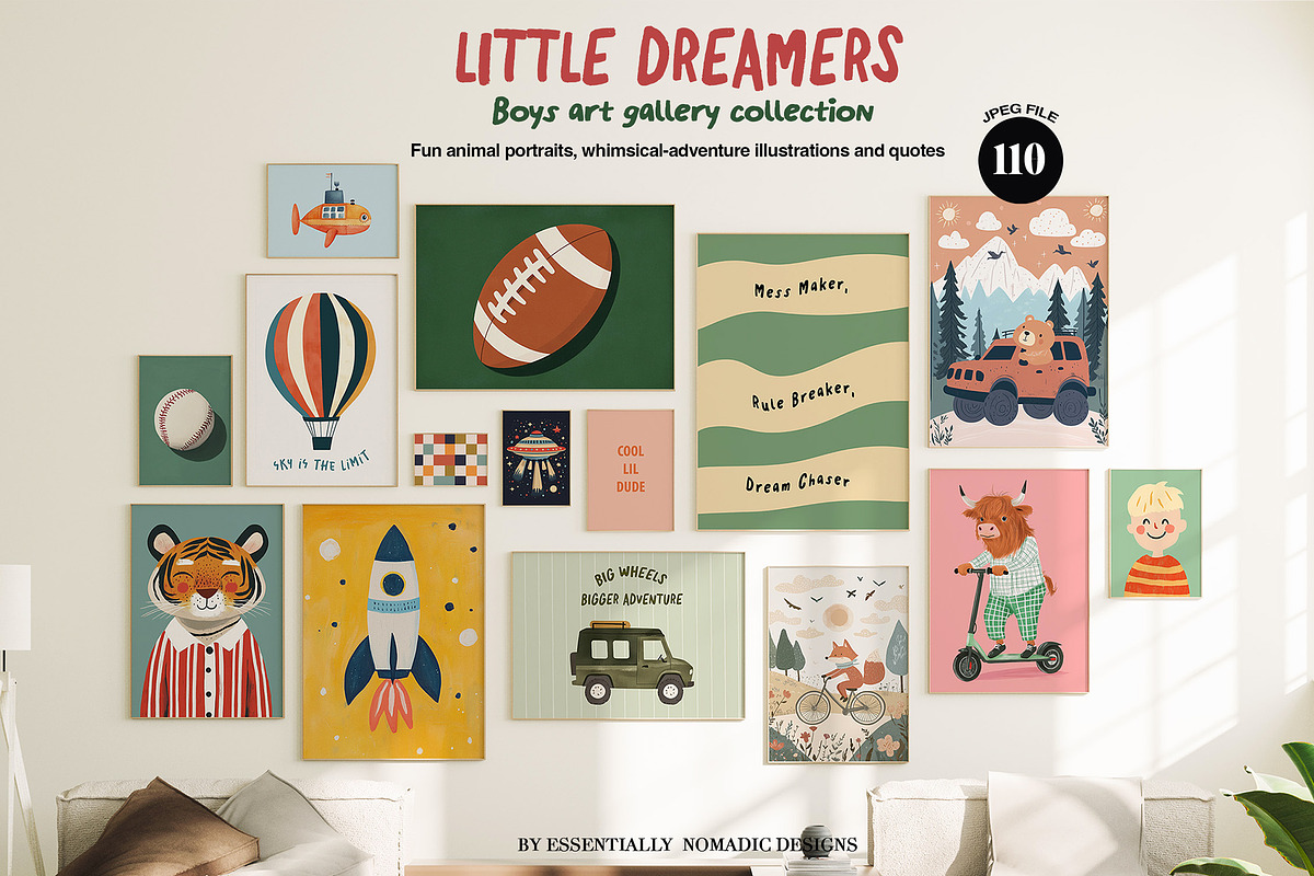 Boys Room Nursery Wall Art Prints, a Background Graphic by Essentially Nomadic (Photo 11 of 11)
