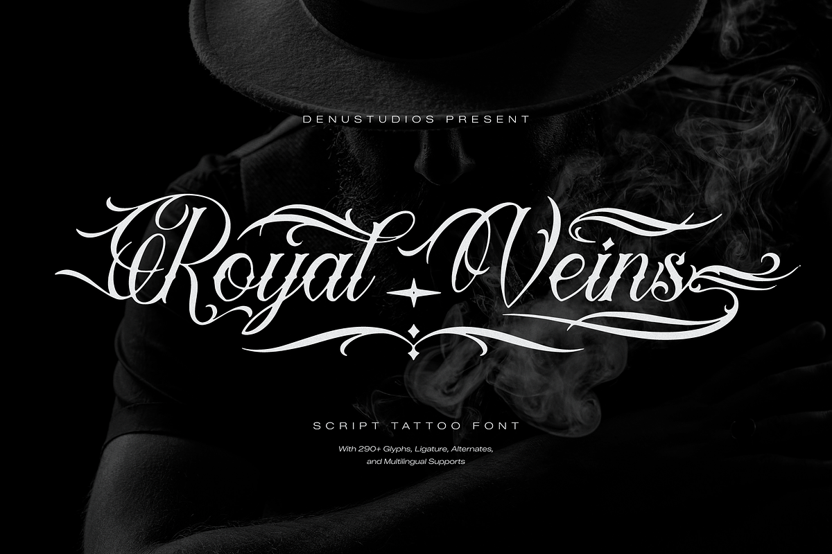 Royal Veins | Tattoo Script, a Blackletter Font by Denustudios (Photo 1 of 12)