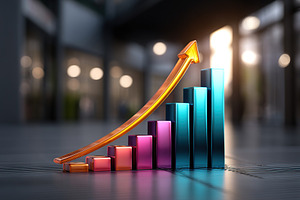 Vibrant bar graphs showcasing growth trends in a modern business environment, a Business Photo by AlyaAnd