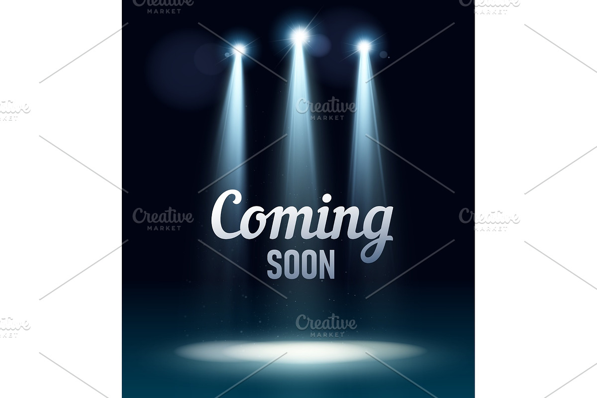 Coming soon stage illuminated with, an Illustration by Vitaliy Starkov