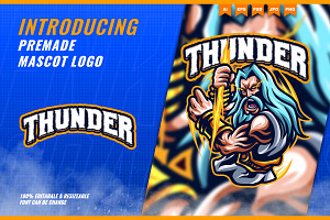 Zeus Thunder God -Mascot Esport Logo