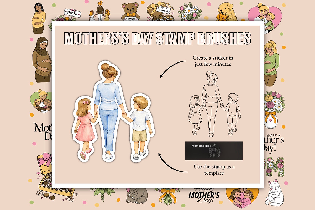 Procreate Mother’s Day stamp brushes, a Brush Add-On by PDknyStudio (Photo 4 of 5)