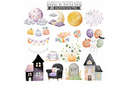 Watercolor Cute Halloween Clipart, an Illustration by CharmClipart (Thumbnail 7 of 9)