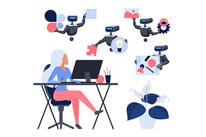 AI assistant support for designer, a Technology Illustration by Lemberg Vector