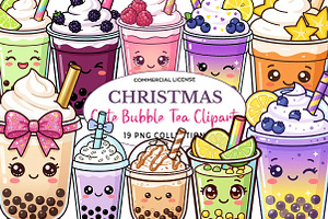 Cute Bubble Tea Clipart Bundle