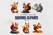 11 Squirrel Cliparts Digital, an Illustration by Wilin Digital (Thumbnail 1 of 2)