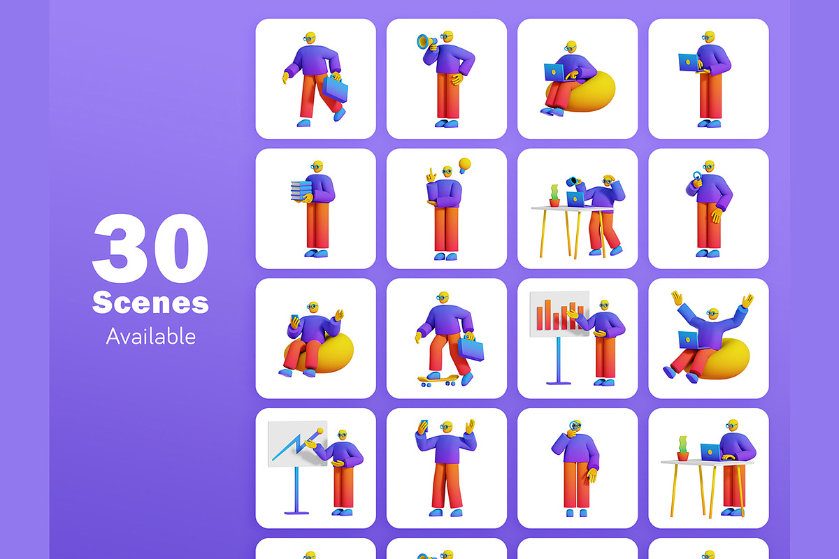 WORK3D Character Illustrations, an Object Graphic by Rakata Studio (Photo 4 of 6)