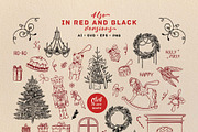Vintage Christmas Vector Retro Set, a Seasonal Illustration by VerAna (Thumbnail 11 of 18)