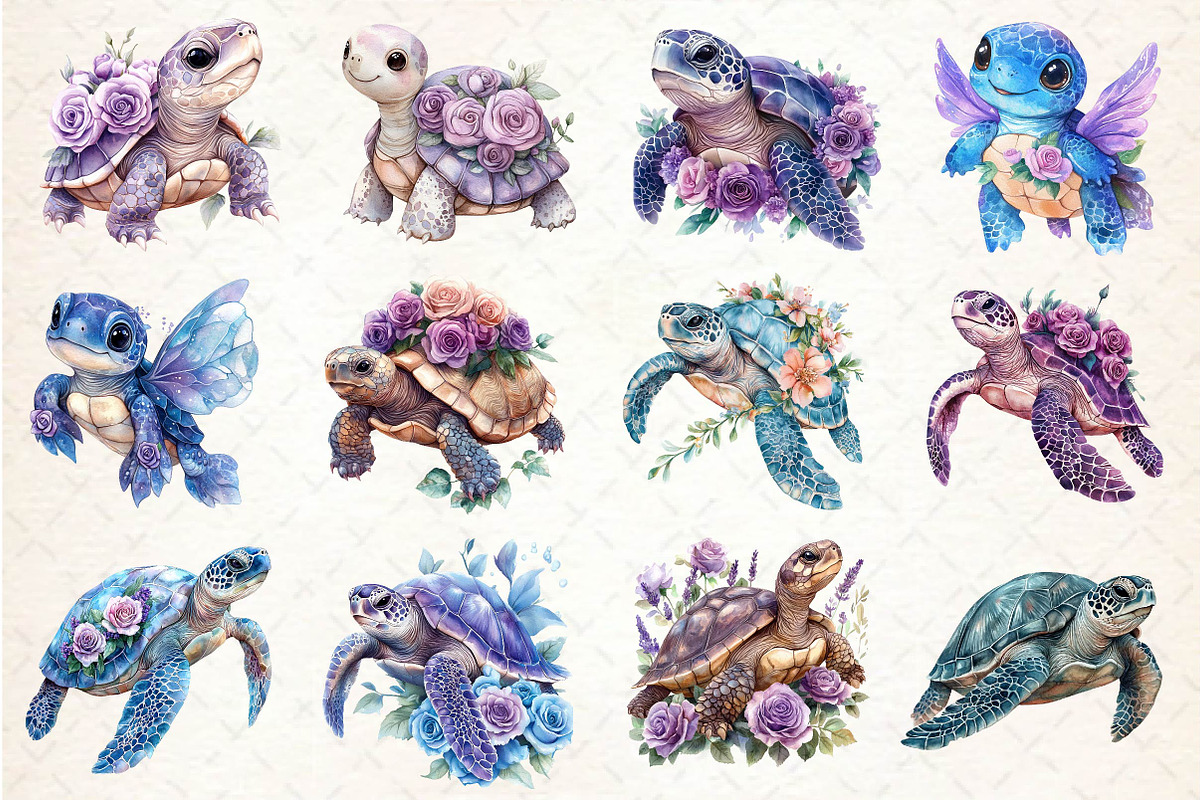 Beautiful Sea Turtles Clipart Bundle, an Illustration by Dream Creation (Photo 3 of 4)