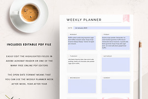 FILLABLE Weekly Planner Printable