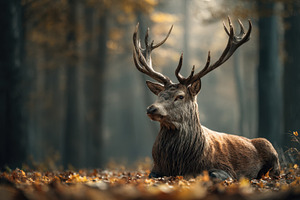 Majestic deer resting in the woods, a Photo by Beautiful things