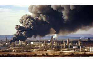smoke oil refinery explosion ai, a Background Photo by pikepicture
