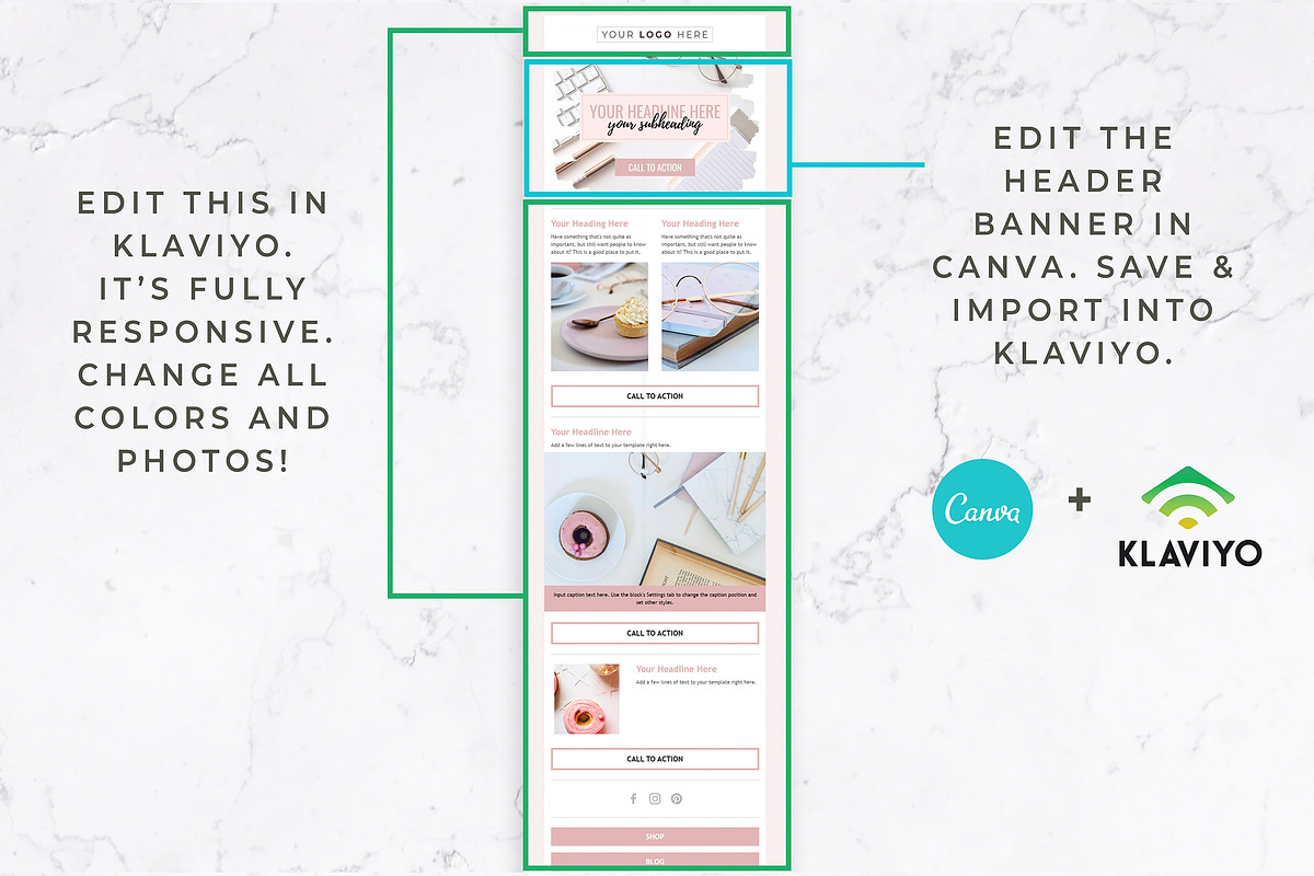 Klaviyo & Canva Template | Blush, an Email Template by Thirty One Palms Studio (Photo 2 of 5)
