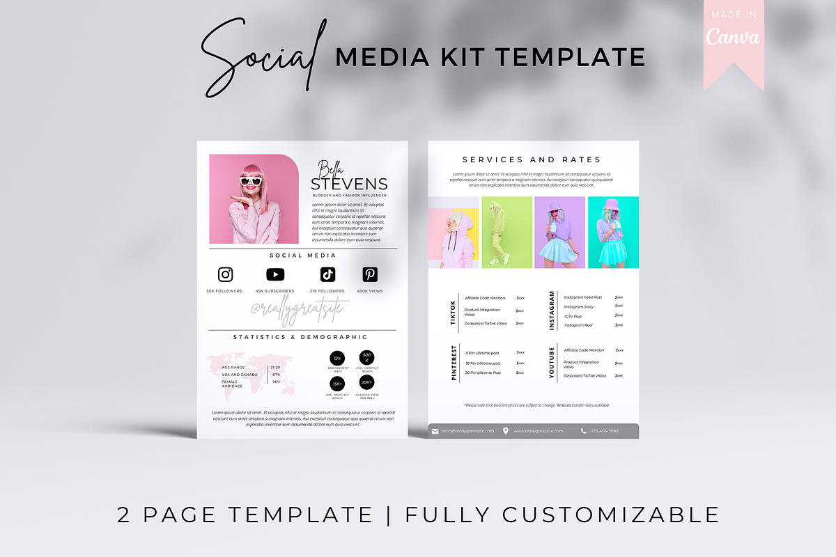 2 Page Modern Media Kit Template, a Presentation Template by CoCreatorDesigns (Photo 1 of 7)