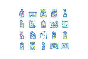 Detergent Organic Laundry Soap Icons, an Object Illustration by pikepicture
