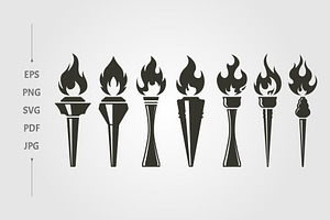 vector of vintage torch set logo, an Object Illustration by lawoel