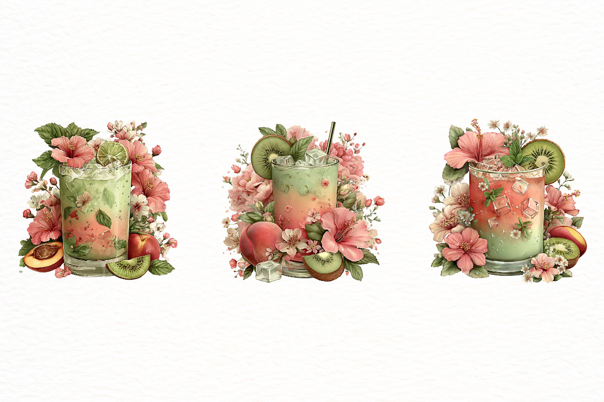 Whimsical summer tropical drink Clip, an Illustration by Designworld (Photo 3 of 6)