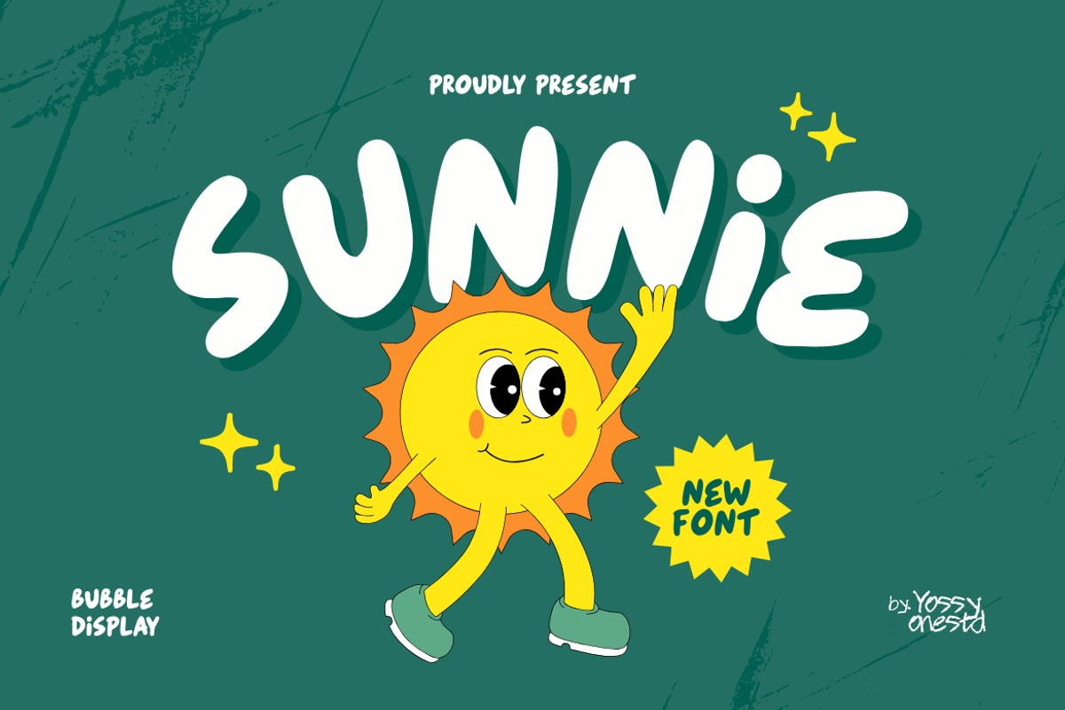 Sunnie - Playful Bubble Display Font, a Handwritten Font by YossyOneStd (Photo 1 of 6)