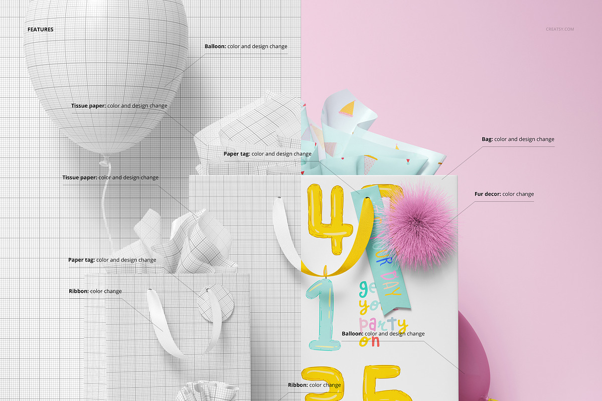 Paper Gift Bags Mockup Set, a Packaging Mockup by creatsy5 (Photo 3 of 8)