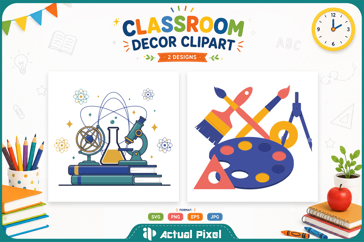 Classroom Decor Clipart Bundle, an Education Illustration by Actual Pixel (Photo 2 of 12)